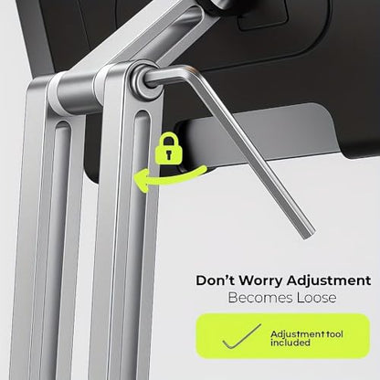 Heavy-Duty Adjustable Tablet Stand with 360° Rotation, Folding Base, Sturdy for Tablets, Phone, Laptop, Black - color: Black