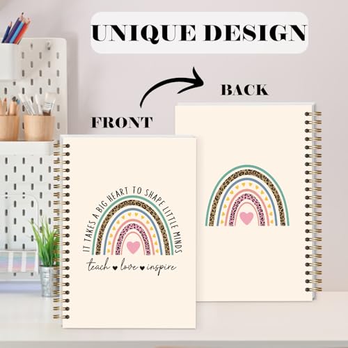 LRVSYUIN Teacher Spiral Notebooks for Women Men, Teacher Journal for Appreciation Gift, Thank You Gift for Teacher Coworker Boss - Teach Love Inspire (B09) - style: Rainbow Teach Love Inspire