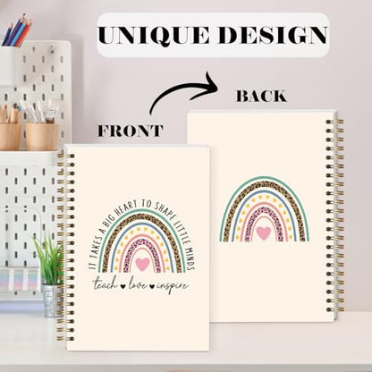 LRVSYUIN Teacher Spiral Notebooks for Women Men, Teacher Journal for Appreciation Gift, Thank You Gift for Teacher Coworker Boss - Teach Love Inspire (B09) - style: Rainbow Teach Love Inspire