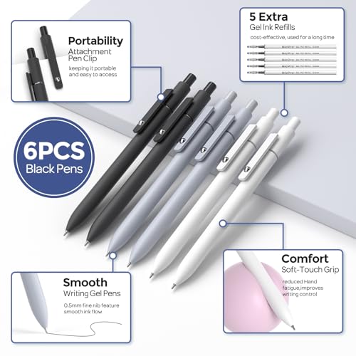 Nicpro School Supplies Stationary Set with Pencil Case, 50 PCS Black | Back to Schoo Supplies, Pen Case with 12 Highlighter, 5 Gel Pen, 6 Mechanical Pencil, Essentials for College, Nursing Student - color: Black, size: 50 PCS