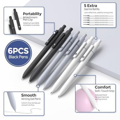 Nicpro School Supplies Stationary Set with Pencil Case, 50 PCS Black | Back to Schoo Supplies, Pen Case with 12 Highlighter, 5 Gel Pen, 6 Mechanical Pencil, Essentials for College, Nursing Student - color: Black, size: 50 PCS