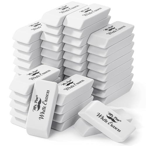 Mr. Pen- White Pencil Eraser Bulk, 36 Pack | Large Latex Free Block Erasers Bulk for School, Office, Art Sketching, Homework, Exams, Clean Smudge-Free Correction - color: White, size: 36 Pack