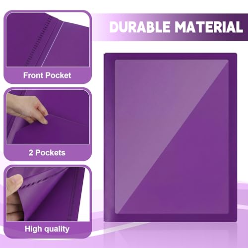 Teling 24pcs Heavy Duty Plastic Folders with Clear Front Pocket and Card Slot, 3 Prongs and 2 Pockets, Letter-Size, Reports Document Presentations Office Supplies, Back to School Gifts (Dark Purple) - color: Dark Purple