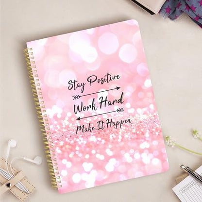 Cute Spiral Notebook journal A4 Aesthetic Pretty Design for Women Girls Kawaii with Pocket, 8.5 x 11 inch, Graph, Positive - color: Positive, style: Graph