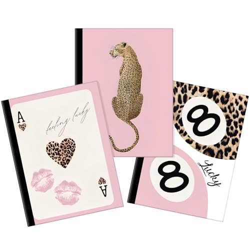 Resurhang 3 Pack Cheetah Leopard Print Notebook Preppy Pink Leopard Composition Notebook for Girl Cheetah Y2k Back to School Gift for Girls Pink School Office Supplies 7.5 x 9.75 Inch