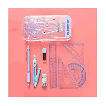 Drawing Compass Compass Ruler Set Student Geometry Math Set Metal 8-Piece Measurement Design Compass Drawing Tool Math Geometry Kit Geometry Set (Color : B) - color: B