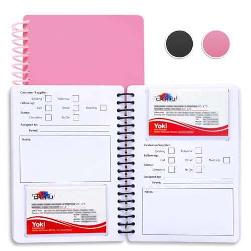 Business Card Organizer Card Holder Book, Portable Credit Card Organizer, Managing All Card Holder Notebook, Cards Holder Manage and Remind Important Matters of Card, Capacity: 58 Crads (Pink) - color: Pink