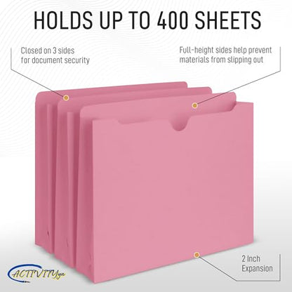 Pink File Jackets, 2 Inch Expansion, Letter Size, Reinforced Straight-Cut Tab, 6 Pack - color: Pink, style: 2 Inch Expansion
