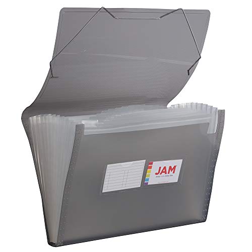 JAM PAPER Accordion Folders - 13 Pocket Plastic Expanding File - Legal Size - 10 x 15 - Smoke Grey - 2/Pack - color: Smoke Gray, size: Legal Size - 2 Pack