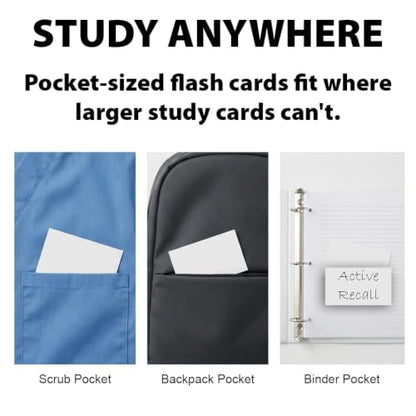 Blank Flash Cards 800 White Unpunched Unruled 2x3.5 271 gsm USA Made | For active recall, vocabulary, homeschooling, language learning, exam prep, and spaced repetition.