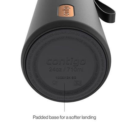 Contigo SnapSeal 709.8ml(24온스) 스테인리스 스틸 진공 단열 물병, 누출 방지 자동 닫힘 뚜껑, 휴대용 스트랩 및 재사용 가능한 빨대, BPA 프리 및 납 프리, 식기세척기 사용 가능 - color: 감초 청동, size: 24온스