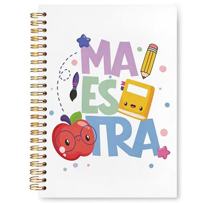 JUDFNCDE Teacher Maestra Appreciation Gifts, Regalo Para Maestra,Spanish Educator Supplies Hardcover Notebook Journal 5.5 x 8.3 - color: Maestra