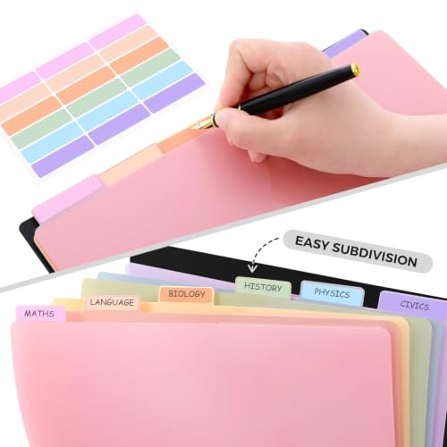 SKYDUE 12 Pocket Organizer, Spiral Multi Pocket Folder Binder with Dividers, Black Organize Notebook - color: Black