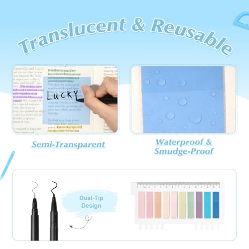 22Pcs Book Annotation Kit Aesthetic Pencil Case with Supplies School Annotation Supplies Gel Pen Transparent Sticky Note Taking Bible Study College Stationery Supplie (Patchwork Flowers) - color: Patchwork Flowers