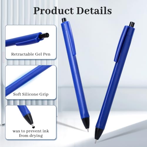 50 Pack Ballpoint Pens Bulk,1.0 mm Medium Point Black Ink Blue Barrel | Retractable, No Smear, No Bleed, Quick Dry Smooth Writing Click Pens for Studying, Journaling, Office and Everyday Use - color: Blue-50pieces