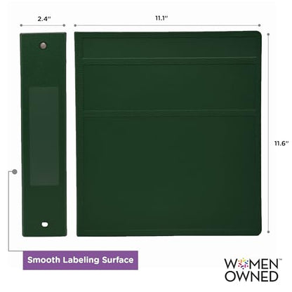 Carstens 2-Inch Heavy Duty 3-Ring Binder - Side Opening, Forest Green, Durable Plastic, No-Gap Rings, Waterproof Covers, No Pockets, Holds 300 Letter Sheets, BPA-Free, Made in USA (5820-3R) Case of 16 - color: Hunter Green, size: Case of 16