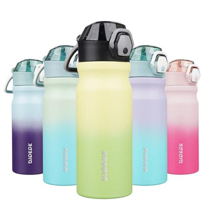BJPKPK Insulated Water Bottle 18oz Stainless Steel Water Bottles with Straw and Carry Handle Double Wall Metal Thermal Flask,Lime - color: Lime, size: 18 Ounces