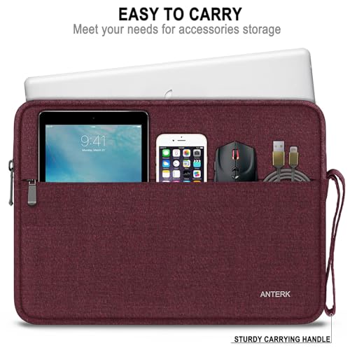 Laptop Sleeve Case 14 Inch, Water Resistant Traveling Computer Cover with Handle, Shockproof Protective Carrying Laptop Bag Compatible for 14 Inch MacBook Air/Pro, HP, Dell, Lenovo, WineRed - color: WineRed, size: 14 Inch