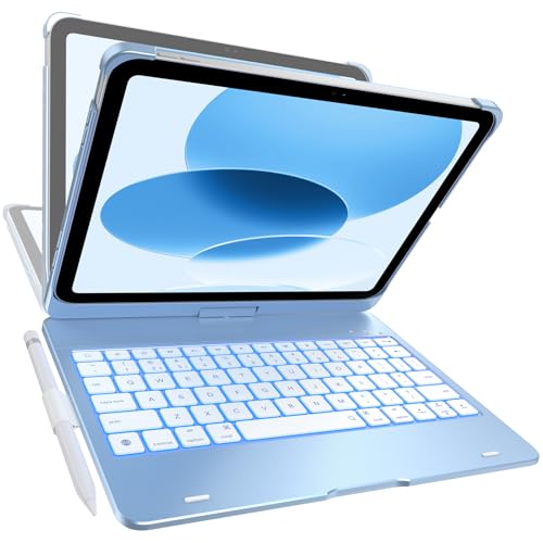 typecase Flexbook iPad A16 11th & 10th Gen Keyboard Case, Sky Blue | Fits iPad A16 11-inch 2025 & 10th Gen 10.9-inch 2022; trackpad-free typing, long battery, 360° hinge, 11-color backlit - color: Sky Blue
