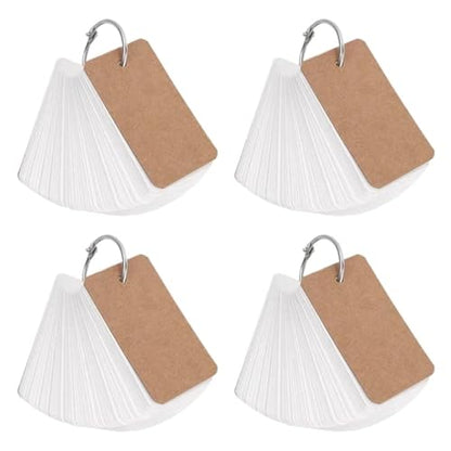 400-100 Sheets Kraft Paper Index Cards Portable Flash Cards With Ring Binder Study Memo Notecards For School Learning Supplies(Brown-400Sheets) - color: Brown-400Sheets