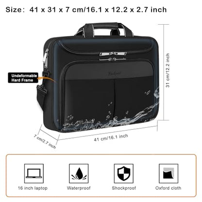 15.6-16.2 Inch Laptop Briefcase with Reinforced Shoulder Strap | Waterproof Messenger Bag for Men with Padded Handle, Business Travel Laptop Bag Compatible with Macbook Pro 16 inch - size: 15.6"-16"
