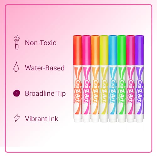 Cra-Z-Art 6 Packs of 8 Count Neon Broadline Markers - size: 8 Count (Pack of 6)