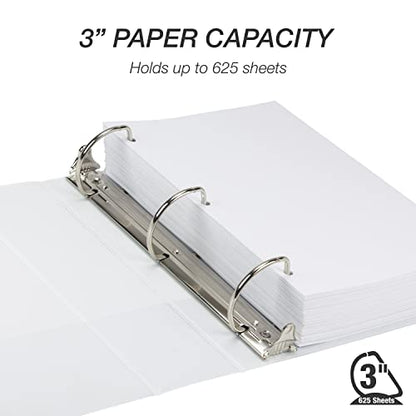 Samsill Durable 3 inch 3 Ring Binder, D Ring Binder, 100% Recycled Chipboard, White, 12 Pack - color: White, size: 12 Pack, style: 3 Inch