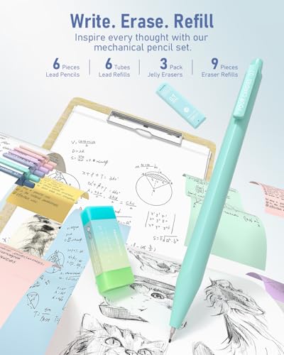 Four Candies School Supplies with Cute Pen Case, 39ct, Blue | Back to School Stationery Set, Essentials for College & Nursing Students, 5 Gel Pens, 6 Mechanical Pencils, 12 Highlighters - color: Blue, size: 39 Count (Pack of 1)