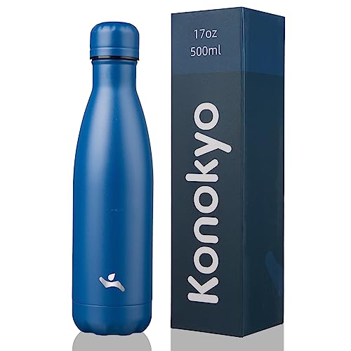 Konokyo Insulated Water Bottles,17 oz Double Wall Stainless Steel Vacumm Metal Flask for Sports Travel,Blue - color: Blue, size: 17 Ounces