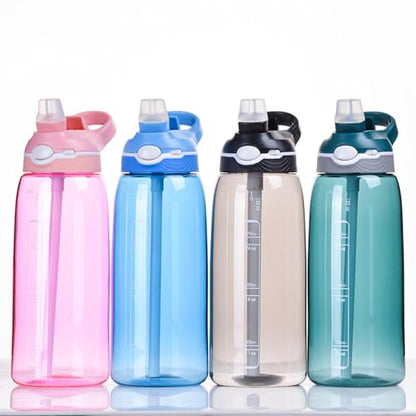 DEARART 2-Pack 32oz Purple-Mix and Pink Water Bottle, Detachable Straw Wide Mouth Motivational & Time Marker with Handle Easy Carried, Flip Up Lid Lock Feature