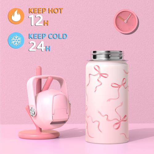 ACESAK Kids School Backpack for Girls, 4-In-1 Bookbag Backpack Set with 14OZ Insulated Kids Water Bottle, Lunch Bag Set for Girls Kid Teens Middle School Student, Girl Backpacks for Schools - color: Black-pink
