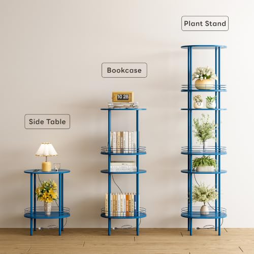 DGSANDGO Blue Side Table with Charging Station, Side Tables Living Room, Nightstand with USB Ports and Outlets, Small End Table for Small Space, Living Room, Bedroom, Nursery, (1PC, Blue) SDBU12 - color: Blue