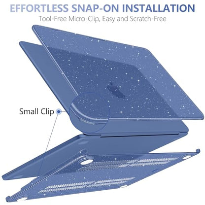 Batianda StarryMist Case for MacBook Neo 13 Inch 2026, Starry Indigo | 4-in-1 Bundle Subtle Glitter Mist Finish, Slim Lightweight Shell, Everyday Protection for MacBook Neo 13 Inch Model A3404 - color: Glitter‌ Indigo