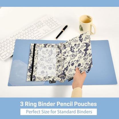 Goth Bats Pencil Pouches Bags for 3 Ring Binder, 2 Pack Zipper Stationery Bag with Clear Window 3 Hole Pencil Case for School Office Home - color: Goth Bats