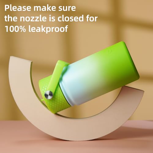 BJPKPK Insulated Water Bottle, 15oz Stainless Steel with Straw Lid | Leak Proof, BPA-Free, Vacuum Insulated, Keep Drink Cold & Hot, Metal Water Bottle for Travel, Gym, Office, Cupholder Friendly - color: Lime, style: N-15oz-Color Lid