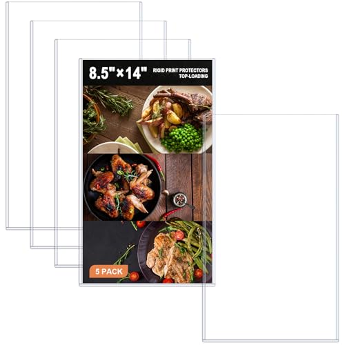 Ndsox 5 Pack 8.5" x 14" Rigid Print Protectors Clear Hard Plastic Page Sheet Protectors Top-Loading Rigid Menu Holders for Legal Size Paper, Documents, Photographs, Posters, Prints, Birth Certificates - size: 8.5" x 14"