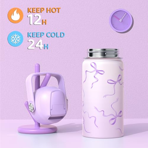 ACESAK Kids School Backpack for Girls, 4-In-1 Bookbag Backpack Set with 14OZ Insulated Kids Water Bottle, Lunch Bag Set for Girls Kid Teens Middle School Student, Girl Backpack for Schools - color: Black-purple