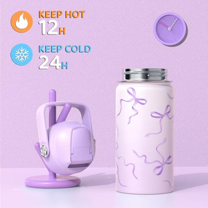 ACESAK Kids School Backpack for Girls, 4-In-1 Bookbag Backpack Set with 14OZ Insulated Kids Water Bottle, Lunch Bag Set for Girls Kid Teens Middle School Student, Girl Backpack for Schools - color: Black-purple