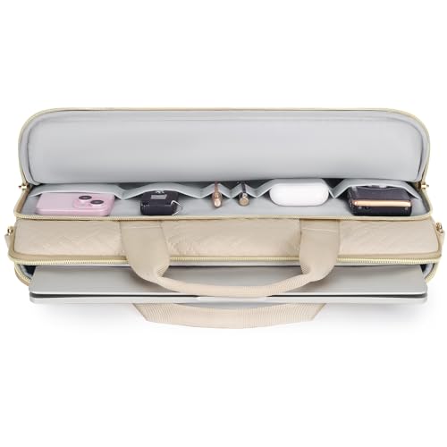 DOMISO 15.6 inch Laptop Case Sleeve Protective Cover Compatible with MacBook Pro 16 M4 M3 M2/Pro Max,15.6-16 inch HP Dell ASUS Lenovo Chromebook,Waterproof Computer Bag with Shoulder Strap,Beige - color: Beige, size: 15.6 inch