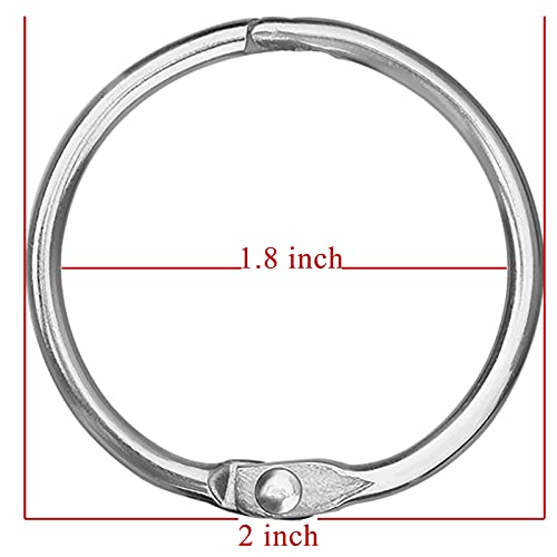 Antner 2 Inch (36 Pack) Loose Leaf Book Binder Rings, Nickel Plated Metal O Rings Keychain Key Ring, Silver Photo Album Flash Cards Index Cards Notebook Ring for School Home Office - size: 2 Inch-36 Pieces