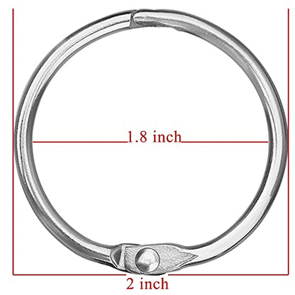 Antner 2 Inch (36 Pack) Loose Leaf Book Binder Rings, Nickel Plated Metal O Rings Keychain Key Ring, Silver Photo Album Flash Cards Index Cards Notebook Ring for School Home Office - size: 2 Inch-36 Pieces