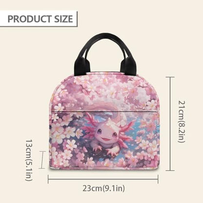 Cute Axolotl Lunch Bag for Girls Portable Handle Large Thermal Cooler Bag Kids Insulated Lunch Box Multifunctional for Elementary Middle School High School - color: Cute Axolotl