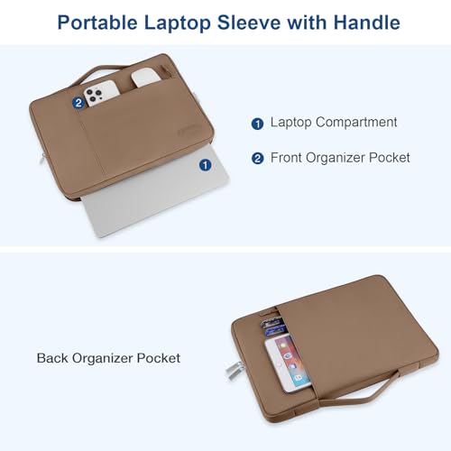 MOSISO Laptop Case 13.3 inch, 13-13.3 inch Laptop Sleeve with Handle Compatible with MacBook Air/Pro 13/Pro 14 M5 M4 M3 M2 M1,HP Dell ASUS Lenovo, Polyester Multifunctional Computer Bag, Brown - color: Brown, size: 13.3 inch