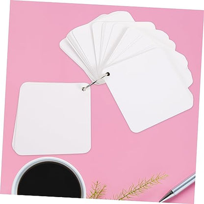 Blank Flash Cards 200-piece Index Cards Metal Ring Binder Pre-punched Holes for Learning Organization