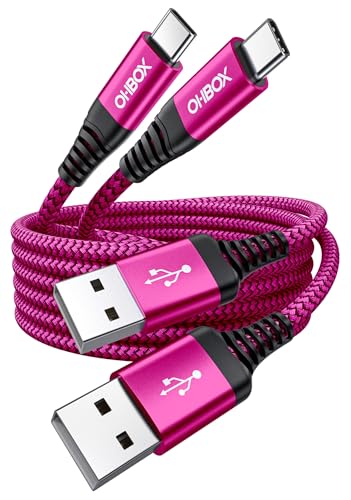 USB to USB C Cable 60W Fast Charging [2 Pack 6FT], USB A to USB C Cable for | CarPlay, Durable Braided USB Type C iPhone Charger USBC Cord for iPhone 17/16/15/Pro Max, Samsung Galaxy S23 and More-Rose - color: Rose Red, size: 6FT, style: USB A to USB C