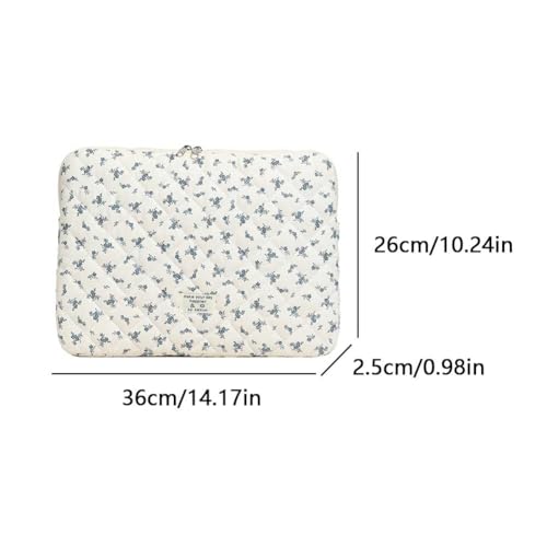 Cute Laptop Sleeve 13-15 inch Laptop Case Aesthetic Quilted Laptop Sleeve Computer Bag with Flower Printing for MacBook (Blue, 13inch) - color: Blue, size: 13inch
