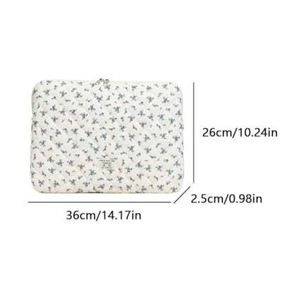 Cute Laptop Sleeve 13-15 inch Laptop Case Aesthetic Quilted Laptop Sleeve Computer Bag with Flower Printing for MacBook (Blue, 13inch) - color: Blue, size: 13inch