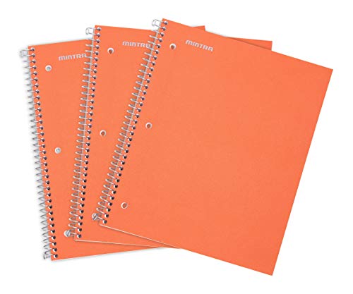 Mintra Office Durable Spiral Notebooks, 1 Subject, (Orange, Wide Ruled 3 Pack), 100 Sheets, Poly Pocket, Moisture Resistant Cover, Strong Chipboard back, For School, Office, Business - color: Orange, size: Wide Ruled 3pk