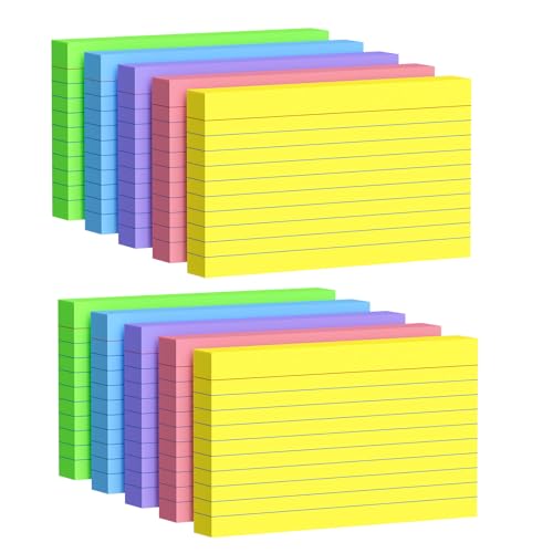 Index Cards 3x5 Inch, 500sheets, Flash Cards,Ruled Lined Colored Note Cards Paper For Studying, Schools Supplies, College, Office And Home Organization, Note Taking Supplies - color: Pink/Purple/Blue/Yellow/Green-10