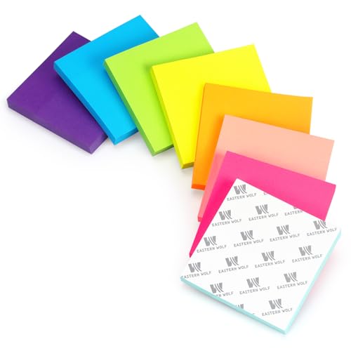 Eastern Wolf Sticky Notes 3x3 inch, 8 Bright Multi Colors, 85 Sheets/Pad | Self-Stick, Multi-Color, Removable & Residue-Free - color: 3x3 8 Pads Bright Colors